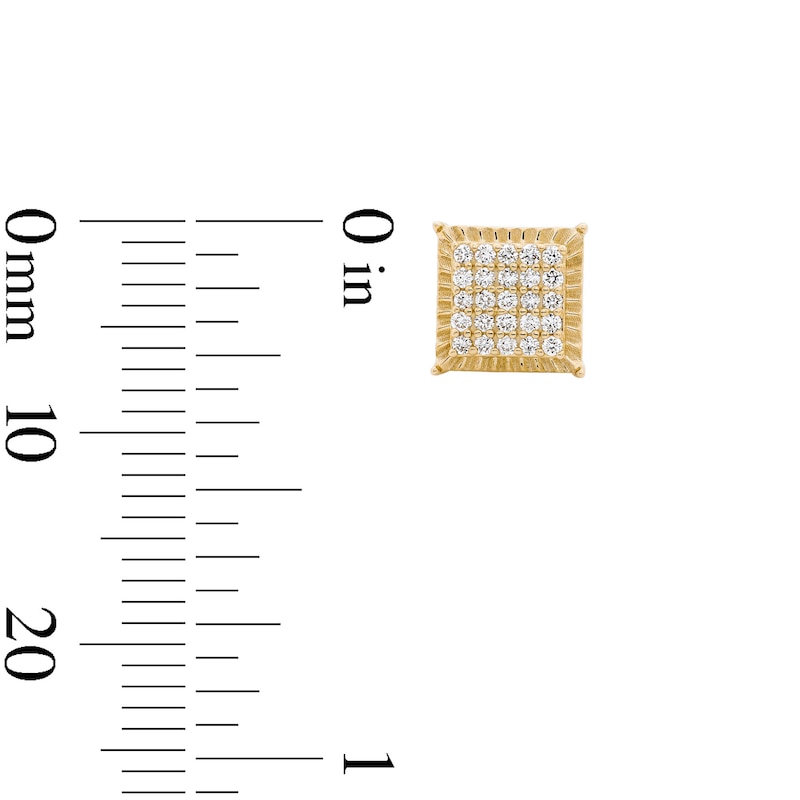Main Image 2 of 10K Solid Gold 1/5 CT. T.W. Lab-Grown Diamond Fluted Edge Square Studs