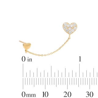 10K Gold 1/10 CT. T.W. Lab-Grown Diamond Double Heart Chain Stud