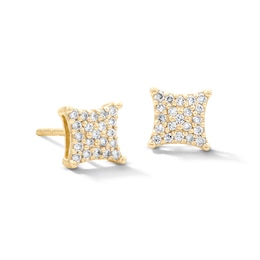 10K Solid Gold 1/5 CT. T.W. Lab-Grown Diamond Curved Square Studs