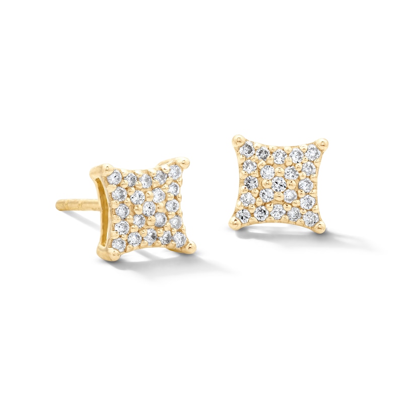 Main Image 1 of 10K Solid Gold 1/5 CT. T.W. Lab-Grown Diamond Curved Square Studs