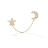 Thumbnail Image 1 of 10K Gold 1/10 CT. T.W. Lab-Grown Diamond Star and Moon Stud Chain Single Earring