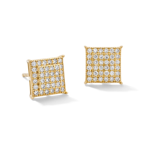 10K Solid Gold 1/4 CT. T.W. Lab-Grown Diamond Square Studs