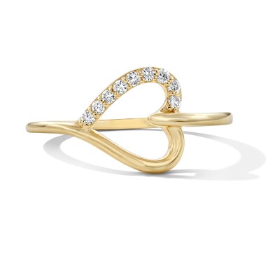 10K Gold 1/10 CT. T.W. Lab-Grown Diamond Open Heart Ring