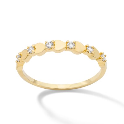 10K Solid Gold 1/8 CT. T.W. Lab-Grown Diamond Alternating Hearts Ring - Size 7