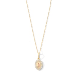 10K Solid Gold 1/10 CT. T.W. Lab-Grown Diamond Virgin Mary Pendant