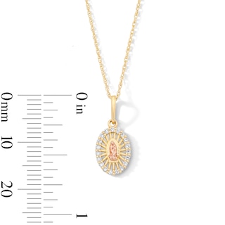 10K Solid Gold 1/10 CT. T.W. Lab-Grown Diamond Our Lady of Guadalupe Pendant - 16" + 2"