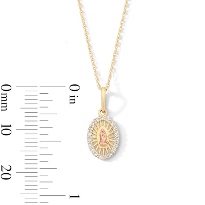 10K Solid Gold 1/10 CT. T.W. Lab-Grown Diamond Our Lady of Guadalupe Pendant - 16" + 2"