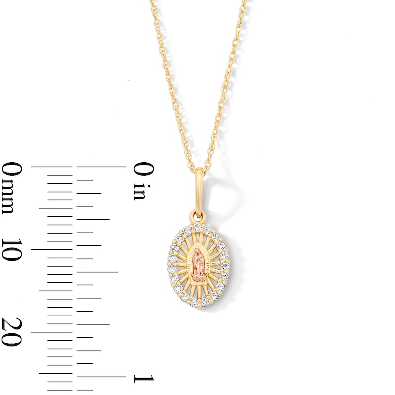 Main Image 3 of 10K Solid Gold 1/10 CT. T.W. Lab-Grown Diamond Virgin Mary Pendant