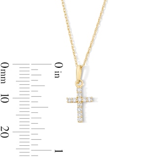 10K Solid Gold 1/10 CT. T.W. Lab-Grown Diamond Cross Pendant