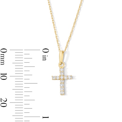 10K Solid Gold 1/10 CT. T.W. Lab-Grown Diamond Cross Pendant