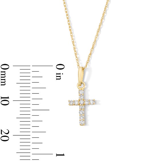 10K Solid Gold 1/10 CT. T.W. Lab-Grown Diamond Cross Pendant