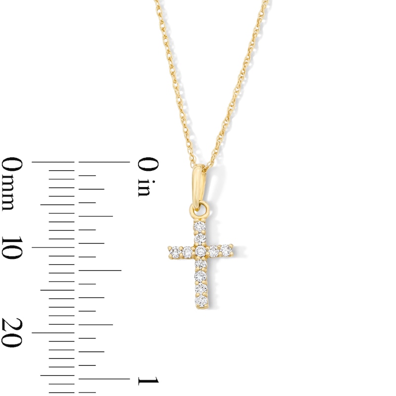 Main Image 3 of 10K Solid Gold 1/10 CT. T.W. Lab-Grown Diamond Cross Pendant