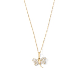 10K Solid Gold 1/5 CT. T.W. Lab-Grown Diamond Dragonfly Pendant