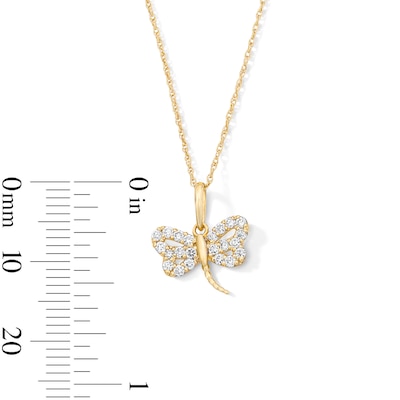 10K Solid Gold 1/5 CT. T.W. Lab-Grown Diamond Dragonfly Pendant - 16" + 2"