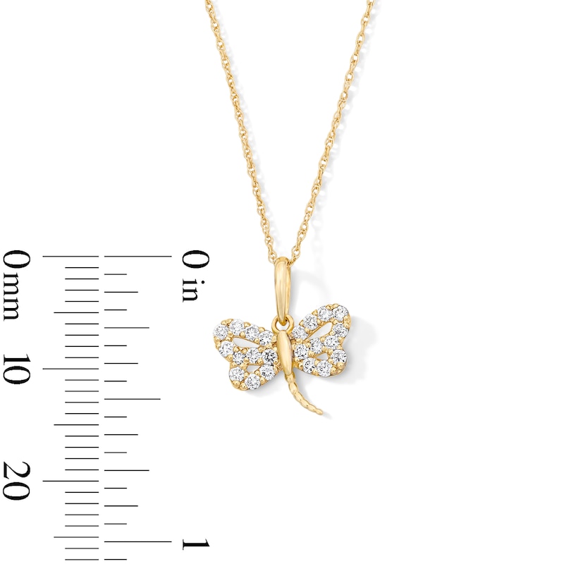 Main Image 3 of 10K Solid Gold 1/5 CT. T.W. Lab-Grown Diamond Dragonfly Pendant - 16" + 2"