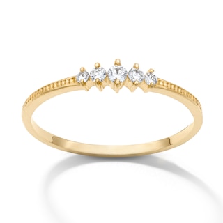 10K Solid Gold 1/10 CT. T.W. Lab-Grown Diamond Five-Stone Ring  Size 7