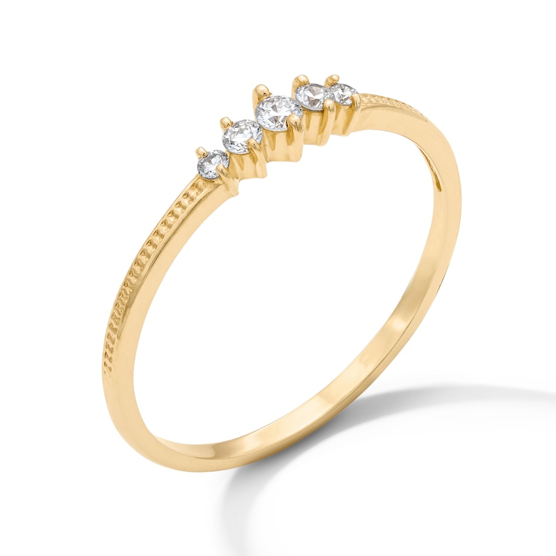 Main Image 2 of 10K Solid Gold 1/10 CT. T.W. Lab-Grown Diamond Five-Stone Ring – Size 7