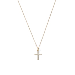 10K Solid Gold 1/15 CT. T.W. Lab-Grown Diamond Cross Rope Chain Necklace – 16” + 2”