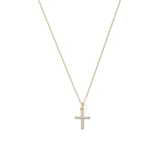 10K Solid Gold 1/15 CT. T.W. Lab-Grown Diamond Cross Pendant