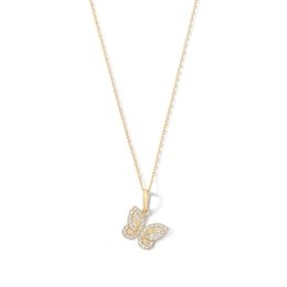 10K Solid Gold 1/6 CT. T.W. Lab-Grown Diamond Butterfly Pendant