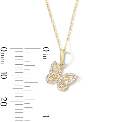 10K Solid Gold 1/6 CT. T.W. Lab-Grown Diamond Butterfly Pendant - 16" + 2"