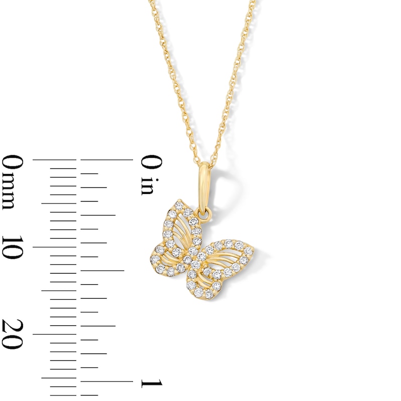 Main Image 3 of 10K Solid Gold 1/6 CT. T.W. Lab-Grown Diamond Butterfly Pendant