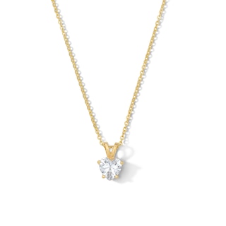 14K Gold Plated CZ Heart Necklace - 16" + 2"