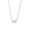 Thumbnail Image 1 of 14K Gold Plated CZ Butterfly Necklace - 16" + 2"