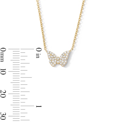 14K Gold Plated CZ Butterfly Necklace - 16" + 2"