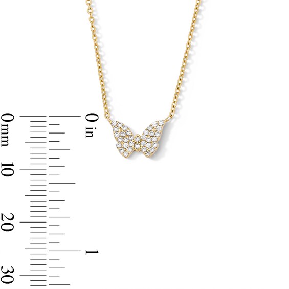 14K Gold Plated CZ Butterfly Necklace - 16" + 2"
