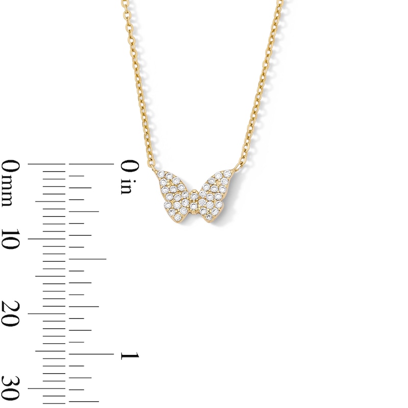 Main Image 2 of 14K Gold Plated CZ Butterfly Necklace - 16" + 2"