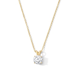 14K Gold Plated CZ Solitaire Necklace - 16" + 2"