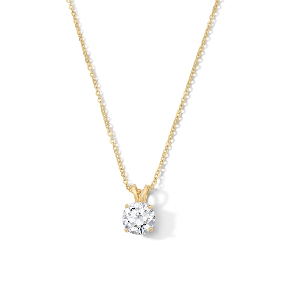 14K Gold Plated CZ Solitaire Necklace - 16" + 2"