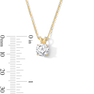 14K Gold Plated CZ Solitaire Necklace - 16" + 2"