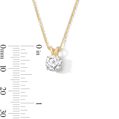14K Gold Plated CZ Solitaire Necklace - 16" + 2"