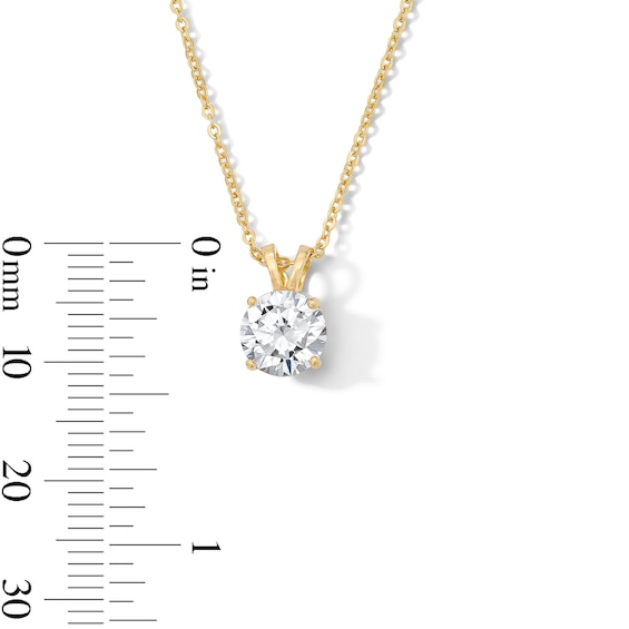14K Gold Plated CZ Solitaire Necklace - 16" + 2"