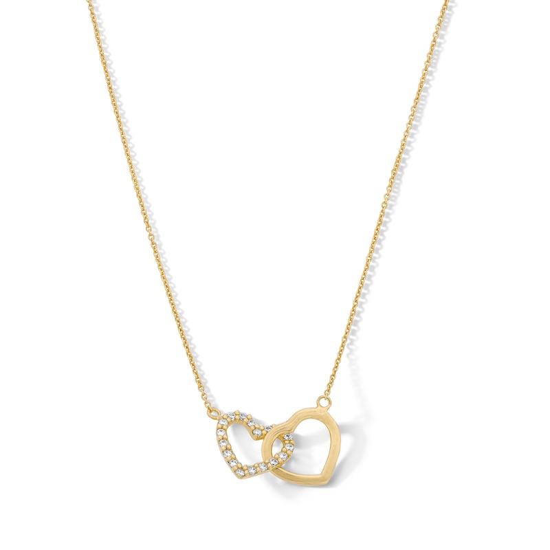 Main Image 1 of 14K Gold Plated CZ Heart Pendant Necklace - 16" + 2"