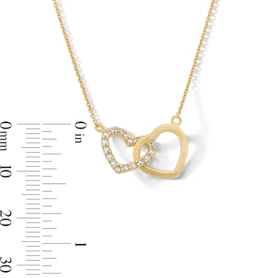 14K Gold Plated CZ Heart Pendant Necklace - 16" + 2"