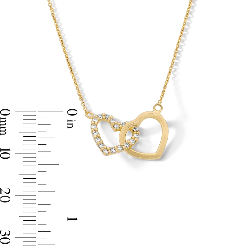 Main Image 3 of 14K Gold Plated CZ Heart Pendant Necklace - 16" + 2"