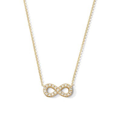 14K Gold Plated CZ Infinity Necklace - 16" + 2"