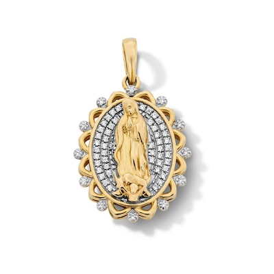 14K Gold Plated CZ Our Lady of Guadalupe Scalloped Charm