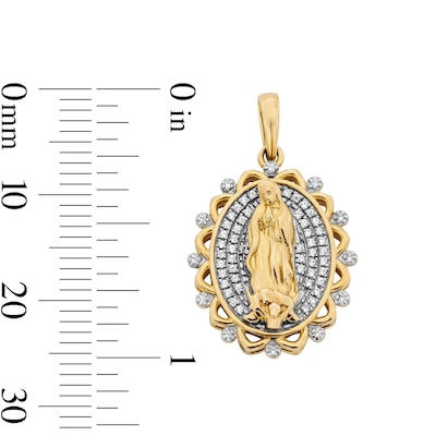 14K Gold Plated CZ Our Lady of Guadalupe Scalloped Charm