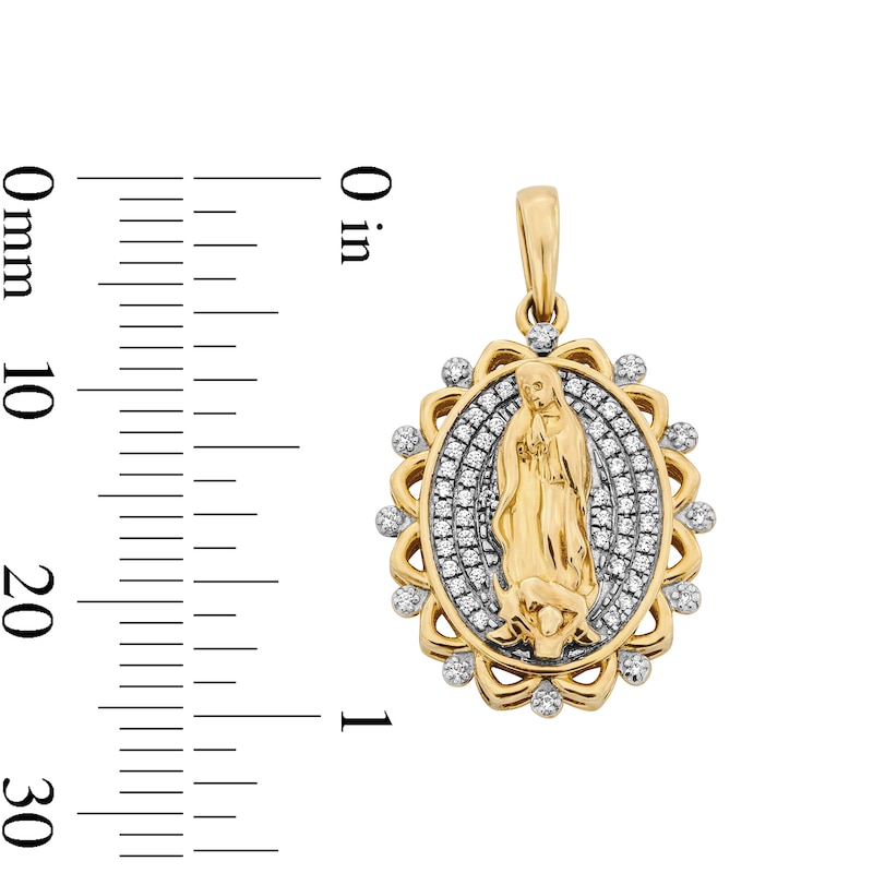 Main Image 2 of 14K Gold Plated CZ Our Lady of Guadalupe Scalloped Charm