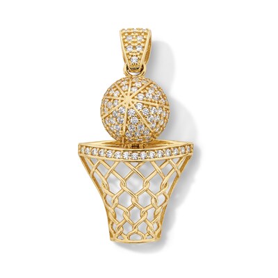 14K Gold Plated CZ Basketball Charm