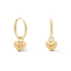 10K Gold Bonded Puff Heart Dangle Hoop Earrings