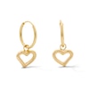 10K Gold Bonded Open Heart Dangle Hoop Earrings