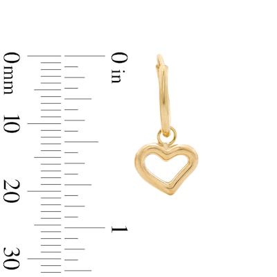 10K Gold Bonded Open Heart Dangle Hoop Earrings
