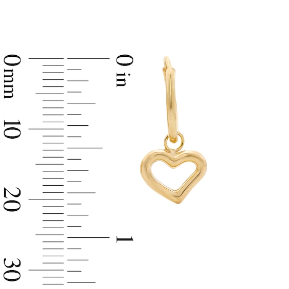 10K Gold Bonded Open Heart Dangle Hoop Earrings
