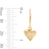 10K Gold Bonded Textured Heart Dangle Huggie Hoop Earrings