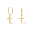10K Gold Bonded Cross Dangle Hoop Earrings
